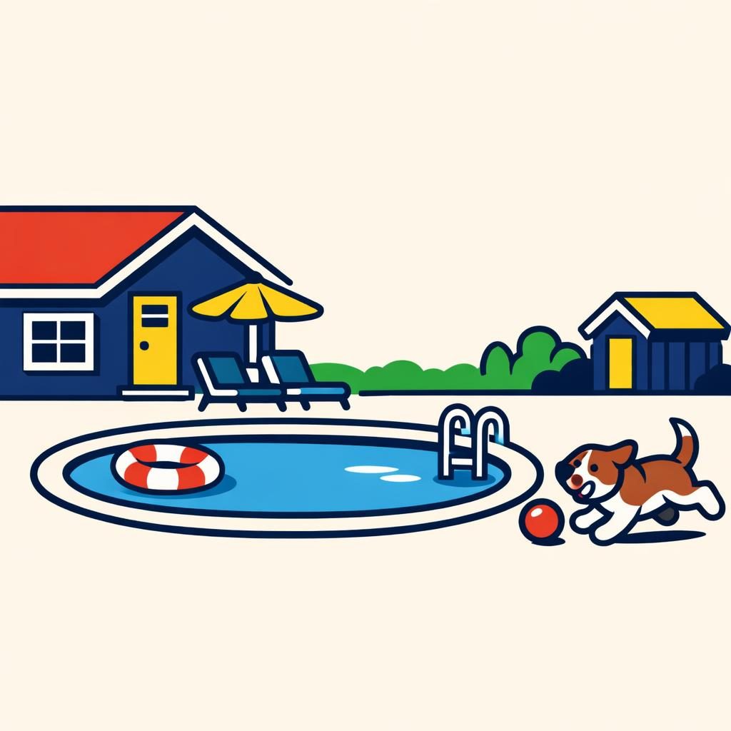 home with new pool and dog
